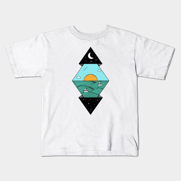 Geometric Landscape Kids T-Shirt by coffeeman